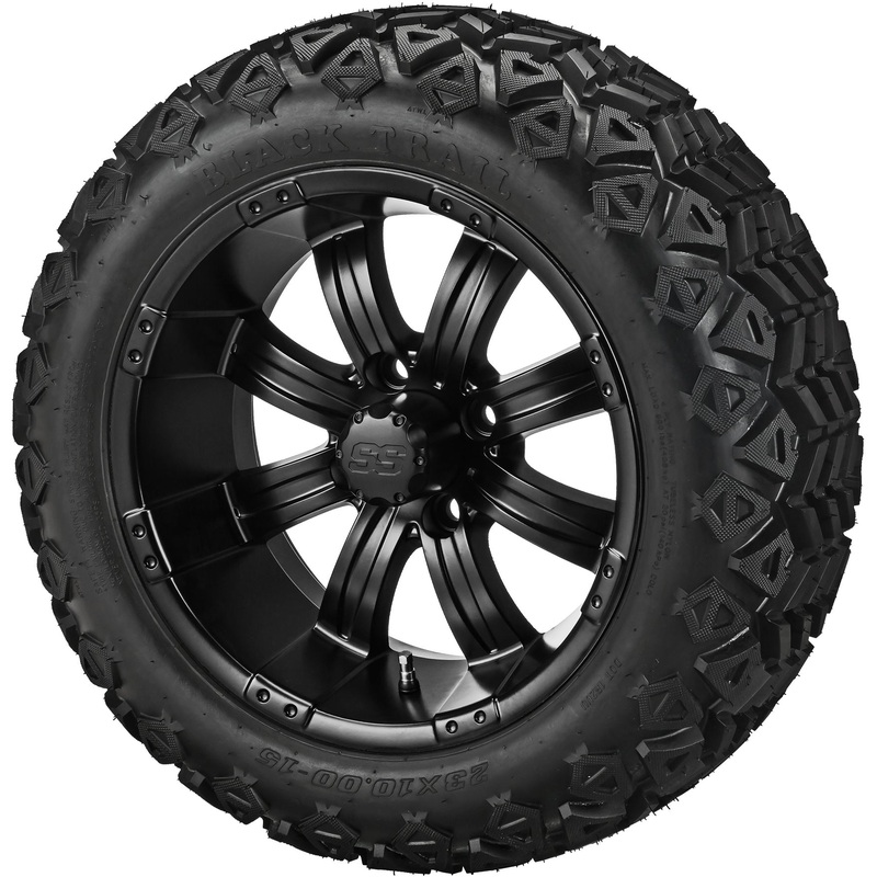 15″ Casino Matte Black on 23×10.00-15 Black Trail Tires