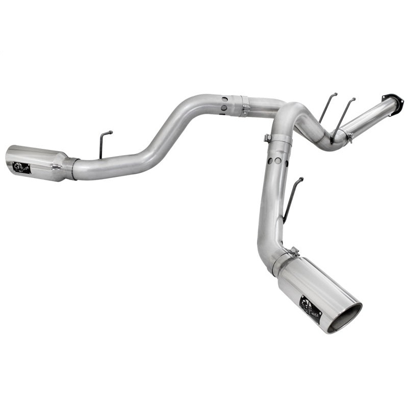 aFe Atlas Exhaust 4in DPF-Back Exhaust Aluminized Steel Polished Tip 11-14 ford Diesel Truck V8-6.7L