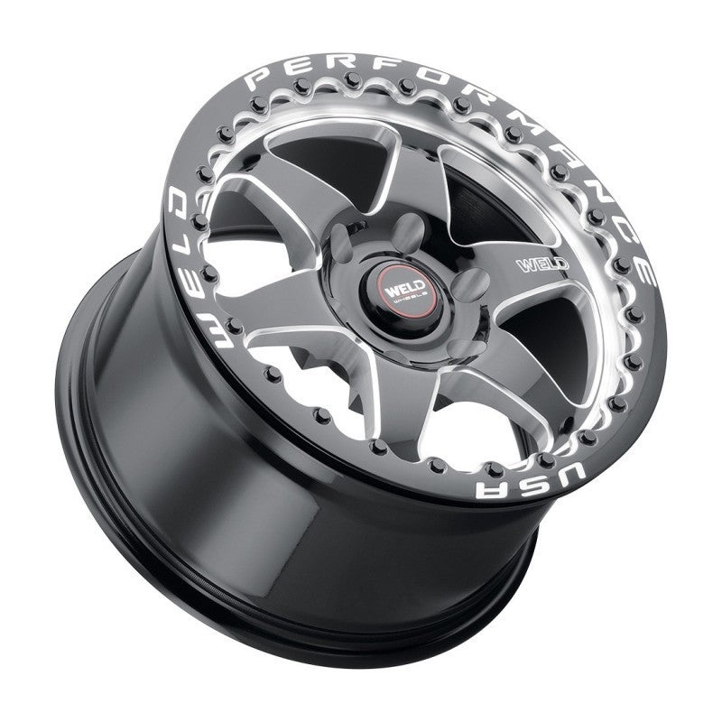 Weld S909 17×10 Ventura 6 Beadlock 6×135 ET42 BS7.25 Gloss BLK MIL DIA 87.1