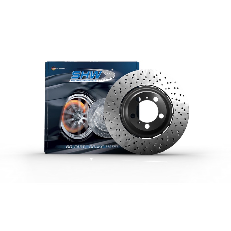 SHW 93-94 Porsche 911 Turbo 3.6L Left Front Cross-Drilled Monobloc Brake Rotor