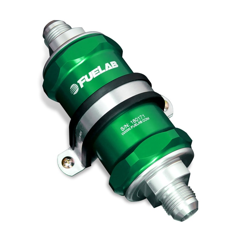 Fuelab 818 In-Line Fuel Filter Standard -10AN In/Out 6 Micron Fiberglass – Green