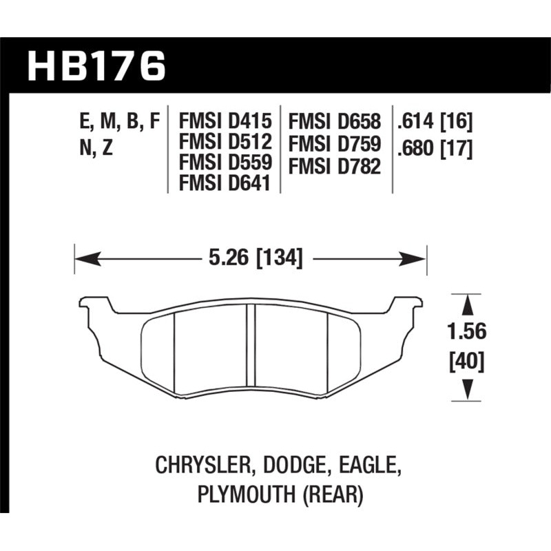 Hawk SRT4 HP+ Street Rear Brake Pads
