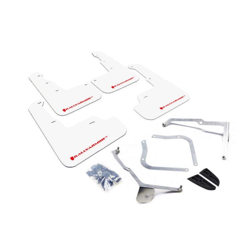 Rally Armor 15-21 Subaru WRX/STI (Sedan ONLY) White UR Mud Flap w/ Red Logo