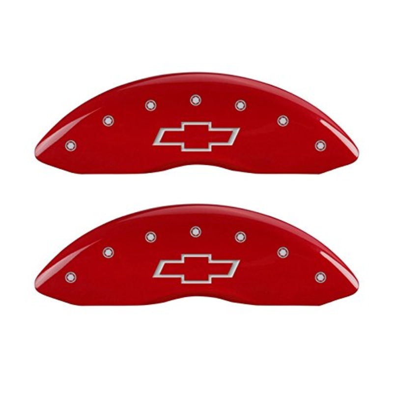 MGP Caliper Covers 14234SBOWRD Red Brake Covers Fits Chevrolet Suburban/Tahoe 2015-2020 Engraved with Bowtie (Front/Rear Covers; Set of 4)