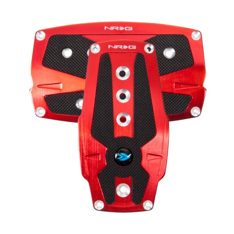 NRG Brushed Aluminum Sport Pedal A/T – Red w/Black Rubber Inserts