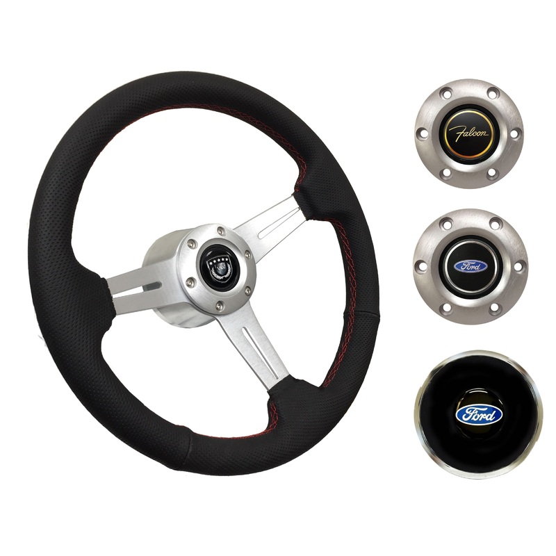 1970 Ford Falcon Steering Wheel Kit | Perforated Leather | ST3587BLK-RED