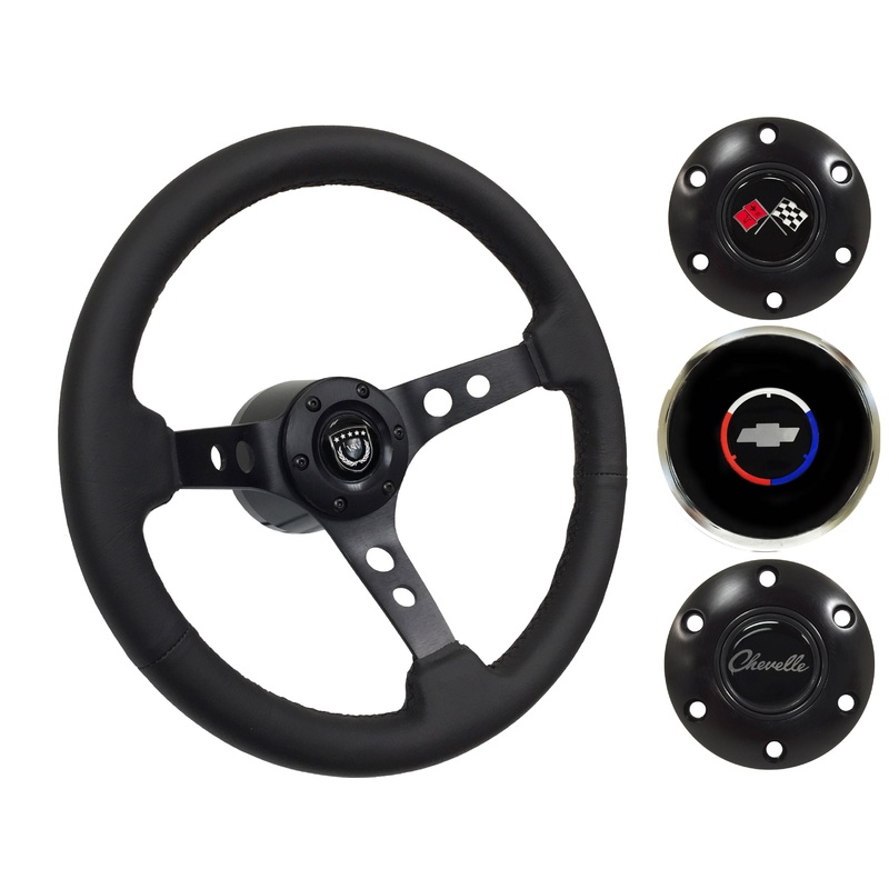 1967-68 Chevelle Steering Wheel Kit | Black Leather | ST3094BLK