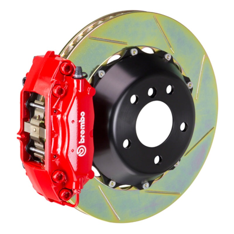 Brembo 08-14 WRX STI Rr GT BBK 4 Pist Cast 345×28 2pc Rotor Slotted Type1-Red | 2P2.8020A2