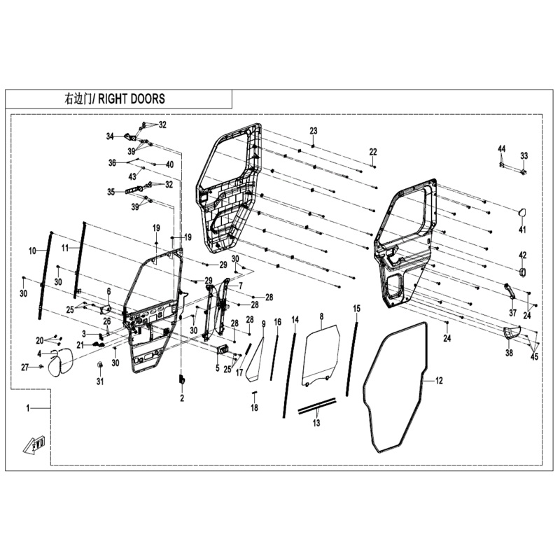Front Door Window Glass Front Vert Seal RH by CF Moto