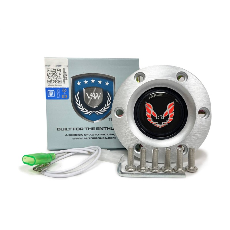 VSW S6 | Red Pontiac Firebird Emblem, 1970-81 | Brushed Horn Button | STE1021BRU