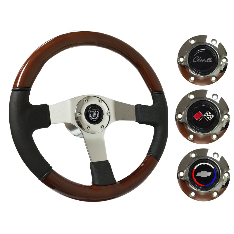 1969-77 Chevelle Steering Wheel Kit | Mahogany Wood – Leather | ST3019
