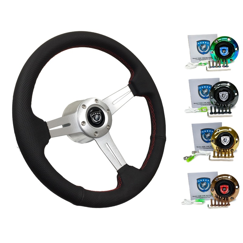 1987 BMW 6 Series Steering Wheel Kit | Perforated Leather | ST3587BLK-RED