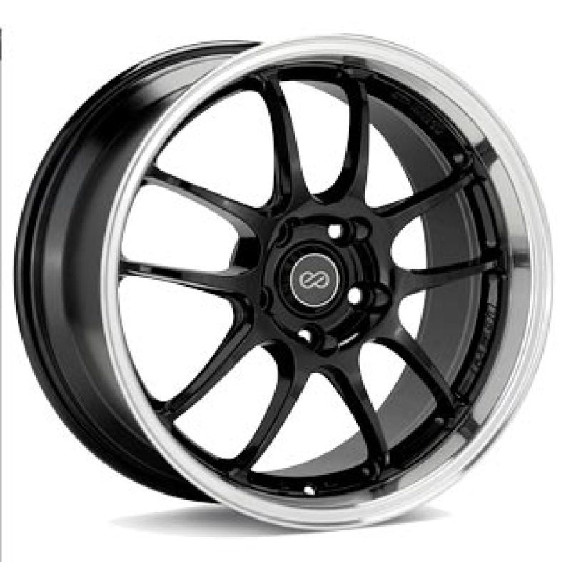 Enkei PF01 17×9 5×114.3 48mm Offset 75mm Bore Diameter Black w/ Machined Lip Wheel