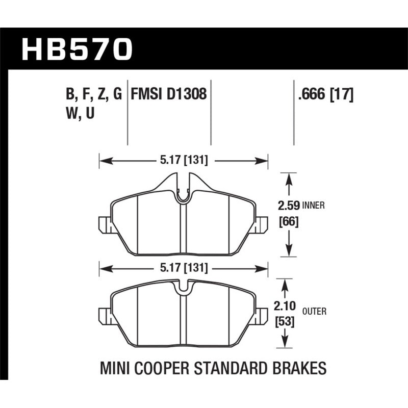 Hawk 07-15 Mini Cooper / 08-14 Mini Cooper Clubman HPS 5.0 Street Front Brake Pads