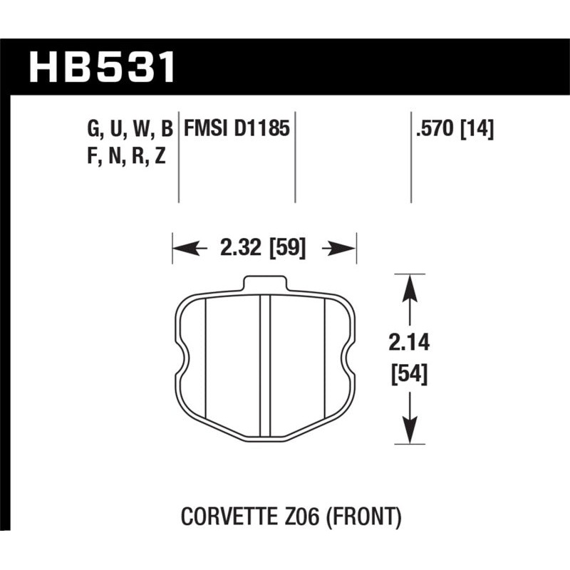 Hawk 06-10 Chevy Corvette (OEM Pad Design) Front HPS Sreet Brake Pads