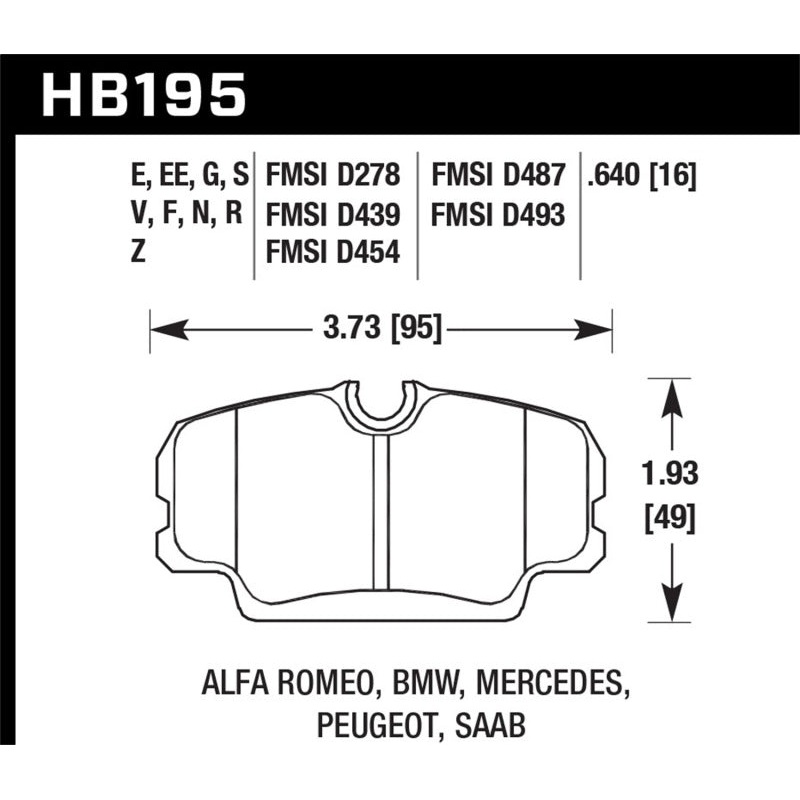Hawk 84-4/91 BMW 325 (E30) HT-10 HP+ Street Front Brake Pads