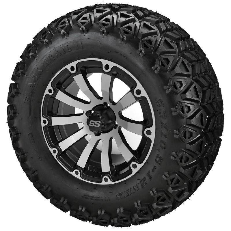 LSI 12″ Beast Black & Machined Wheel and Lifted Tire Combo