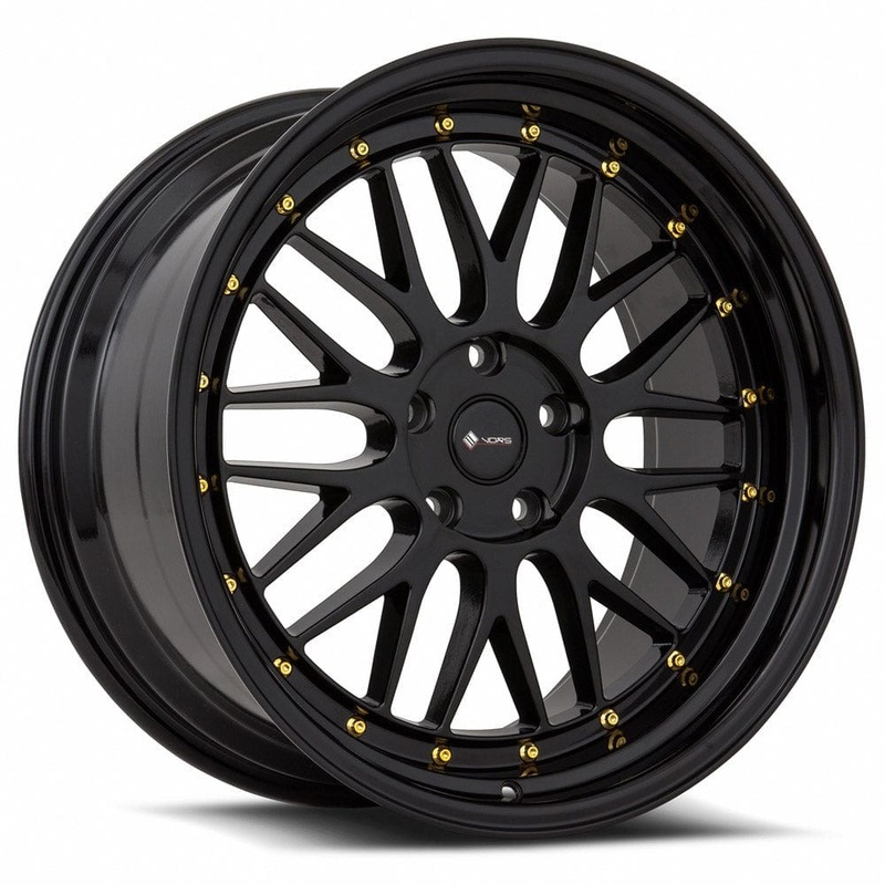 VORS VR8 19″ 5×114.3 All Black Gold Rivet