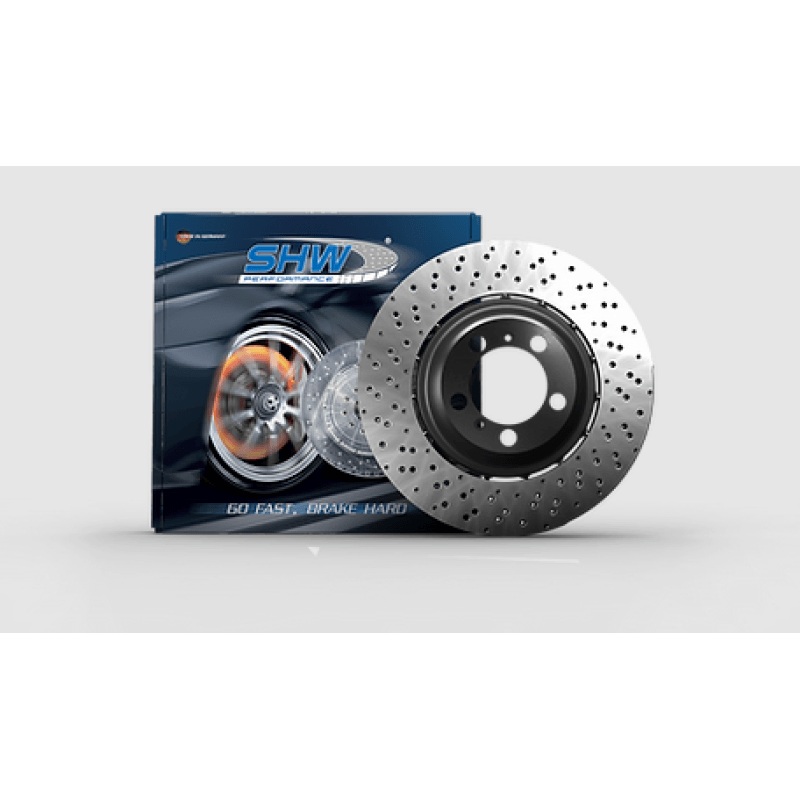 SHW 15-18 BMW X5 M 4.4L Right Front Cross-Drilled Lightweight Brake Rotor (34112284902)