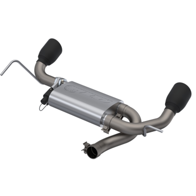 QTP 2007-2018 Jeep Wrangler 3.6L/3.8L 304SS Screamer Axle Back Exhaust w/4″ Black Tips