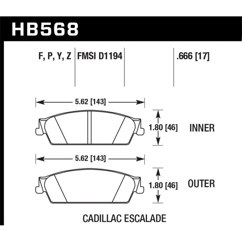 Hawk 07-08 Escalade 6.2 / 07-08 Avalanche Super Duty Rear Brake Pads