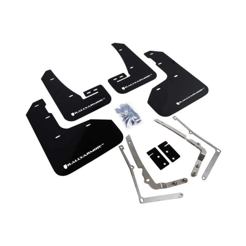 Rally Armor 15-17.5 MKVII VW Golf R Black UR Mud Flap w/White Logo