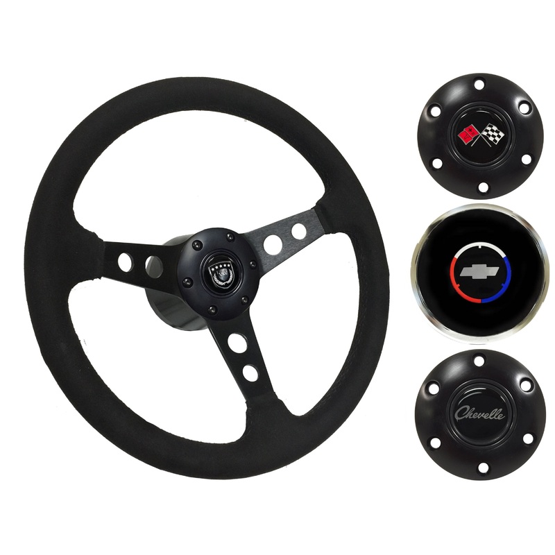 1969-77 Chevelle Steering Wheel Kit | Black Ultralux Suede | ST3583BLK