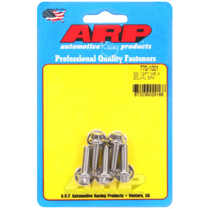 ARP M6 x 1.00 x 20 SS 12pt Bolts (5/pkg)