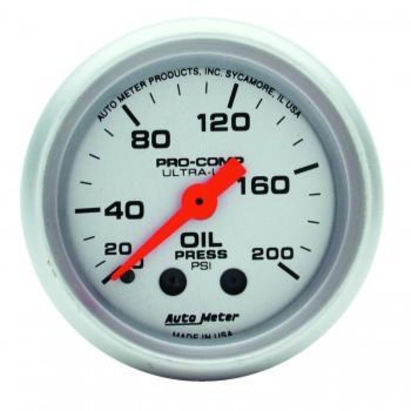 Autometer Ultra-Lite Series 2-1/16” Oil Pressure Gauge 0-200 PSI (4322)
