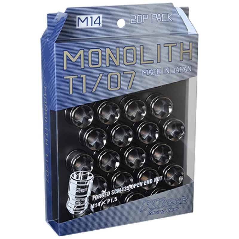 Project Kics 14 x 1.5 Glorious Black T1/07 Monolith Lug Nuts – 20 Pcs