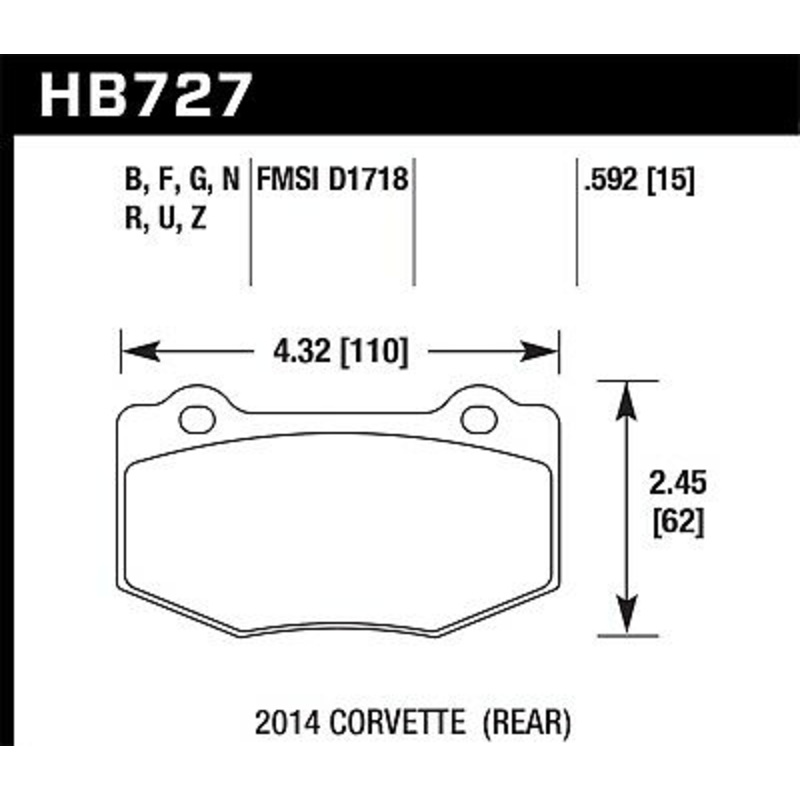 Hawk DTC-70 Brake Pad for Corvette – Rear (HB727U.592)