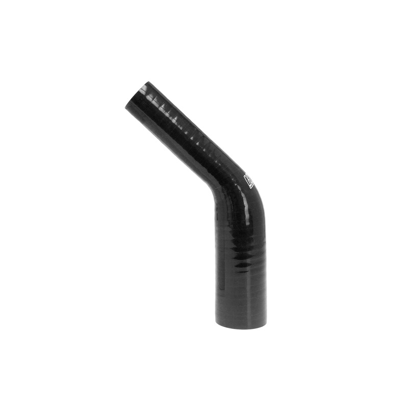 HPS 1″ – 1-1/2″ 4-ply Reinforced Silicone 45 Elbow Reducer Coupler | Universal (HTSER45-100-150-BLK)