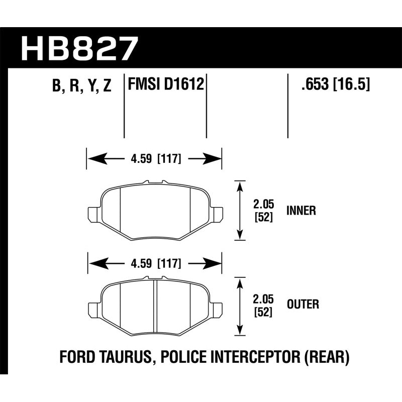 Hawk 13-16 Ford Taurus SHO HPS 5.0 Rear Brake Pads