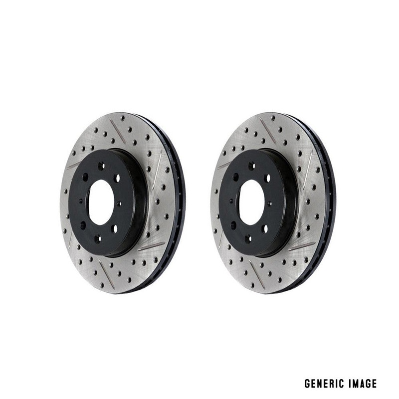StopTech Drilled and Slotted Front Rotors Pair – 15-19 WRX