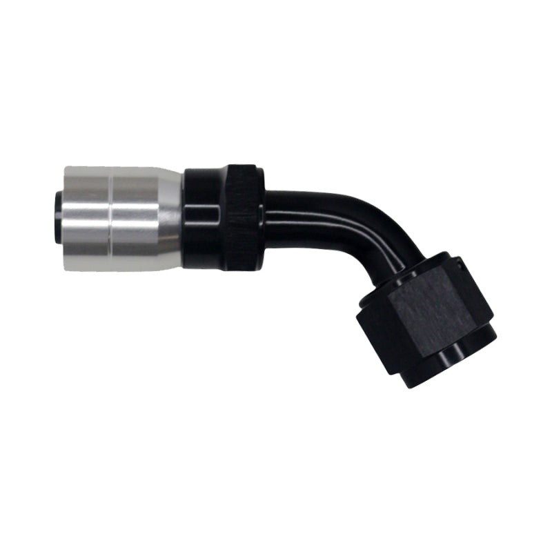 DeatschWerks 8 AN Female Flare Swivel 60-Degree Hose Crimping Style End CPE – Anodized Matte Black
