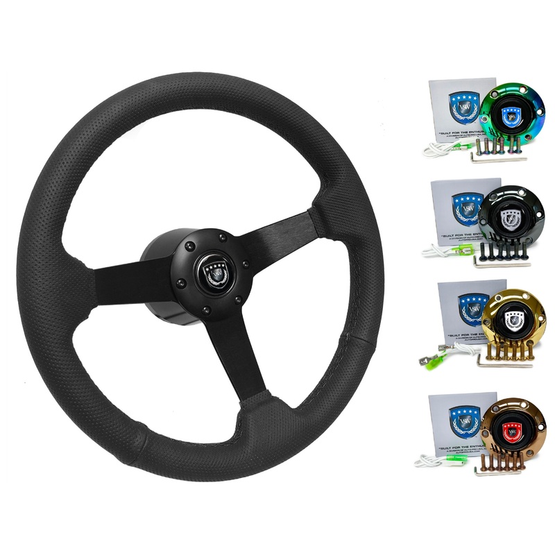 1990+ Nissan 300ZX Steering Wheel Kit | Perforated Black Leather | ST3602BLK