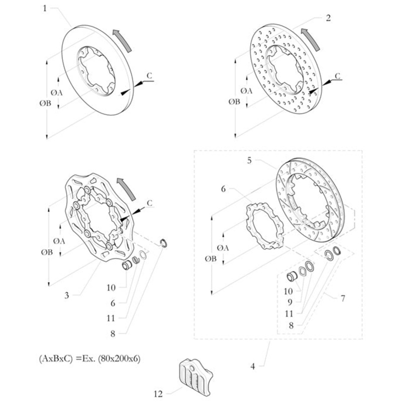 4. 3634.08.16 Birel Rear Brake Disc M80x180x16 Floating Type Assembly, 2012