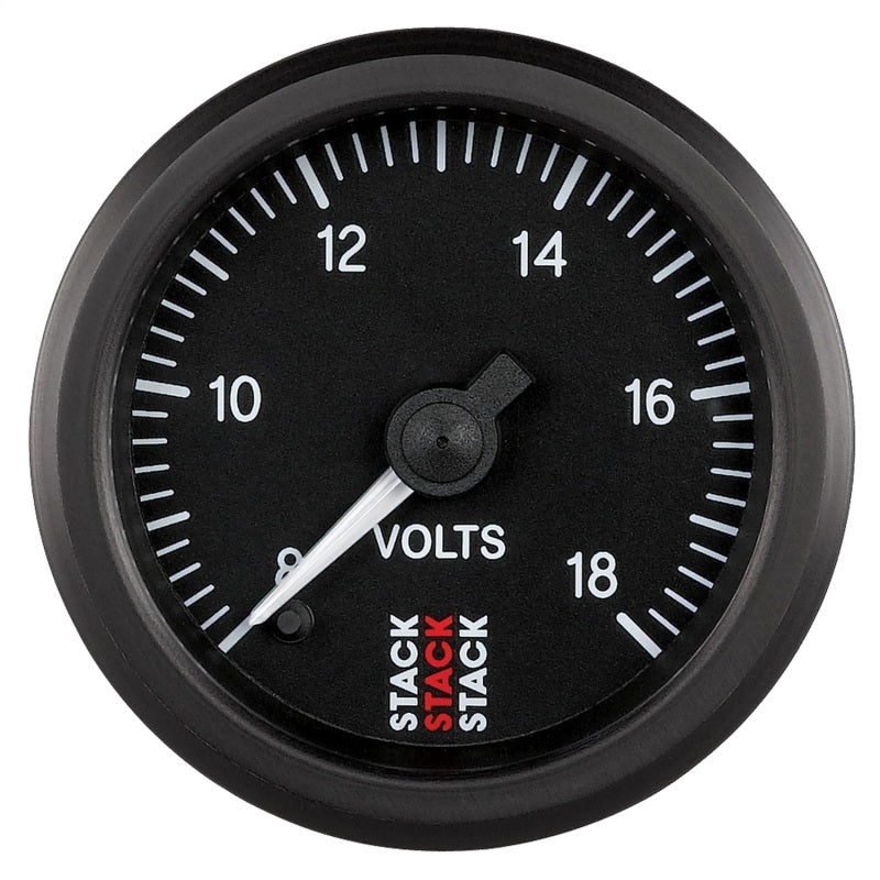 Autometer Stack 52mm 8-18V Pro Stepper Motor Battery Voltage Gauge – Black