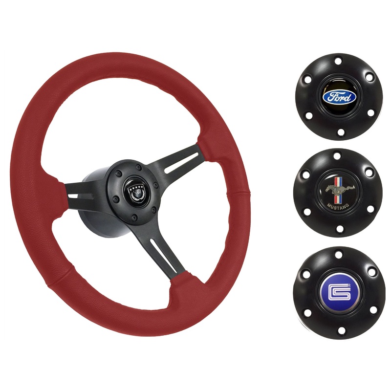 1968-78 Ford Mustang Steering Wheel Kit | Red Leather