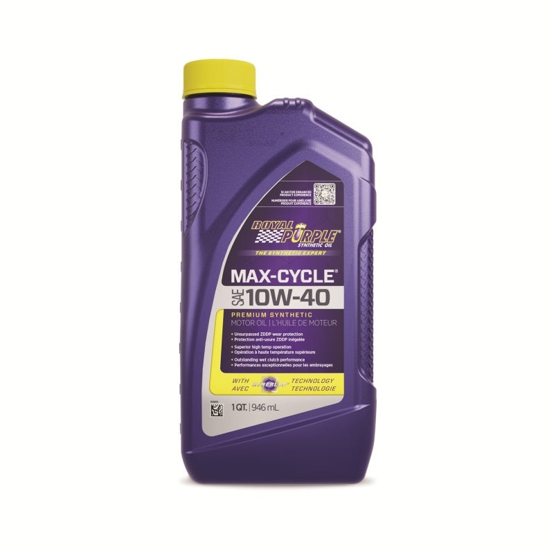 Max-Cycle Synthetic 10W-40 Motorcycle Oil – 1 Quart (Case of 6) by Royal Purple