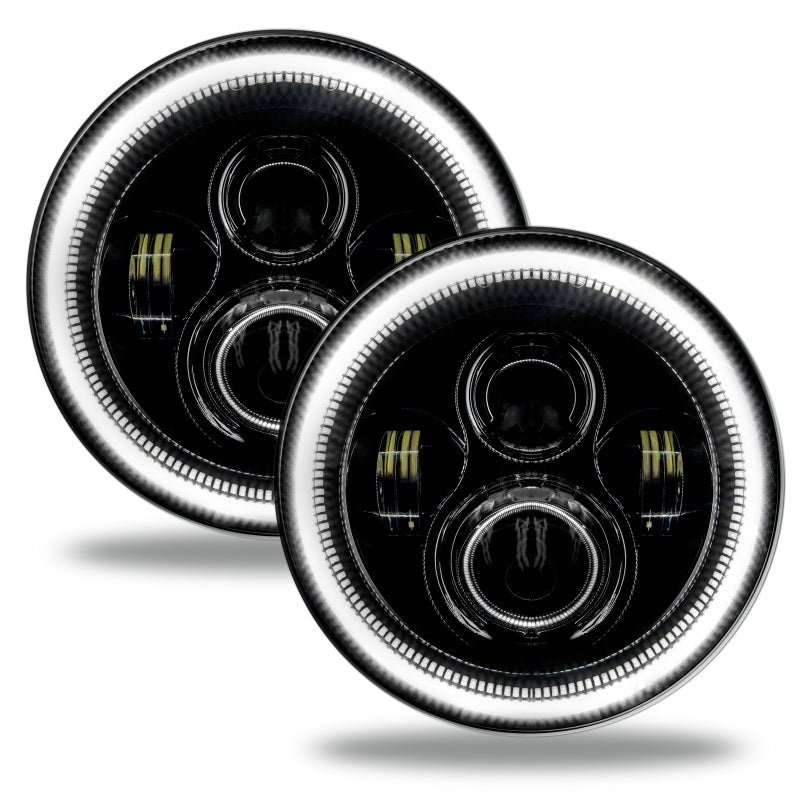 Oracle 7in High Powered LED Headlights – Black Bezel – White