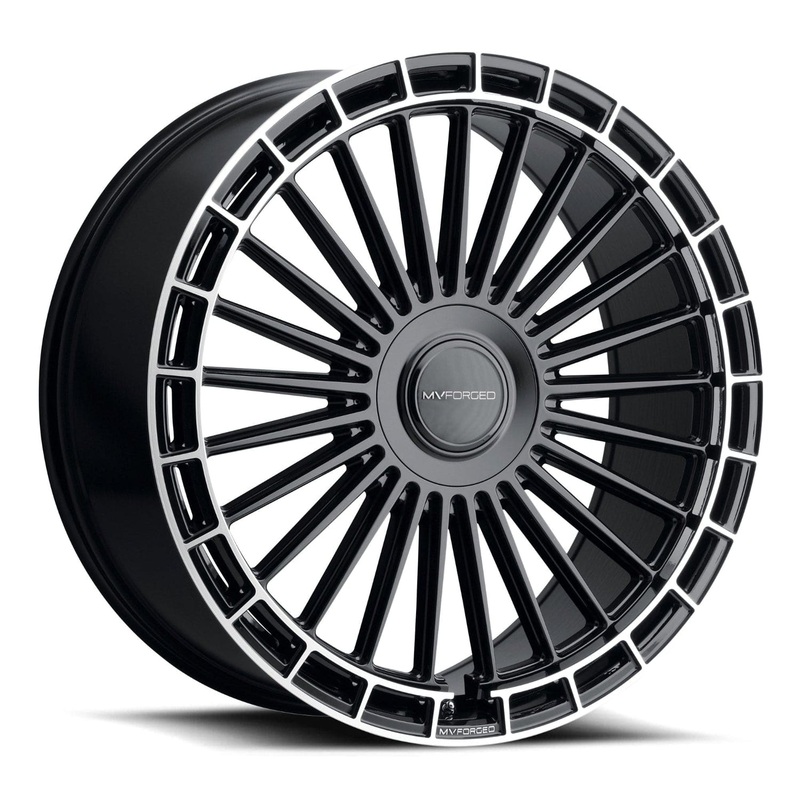 MV Forged MVF40 24″ 5×110 up to 5×130 Gloss Black Diamond Ring (Custom Wheel)
