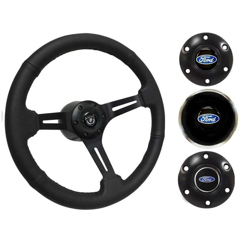 1965-68, 70-77 Ford Truck Steering Wheel Kit | Perforated Black Leather | ST3586BLK