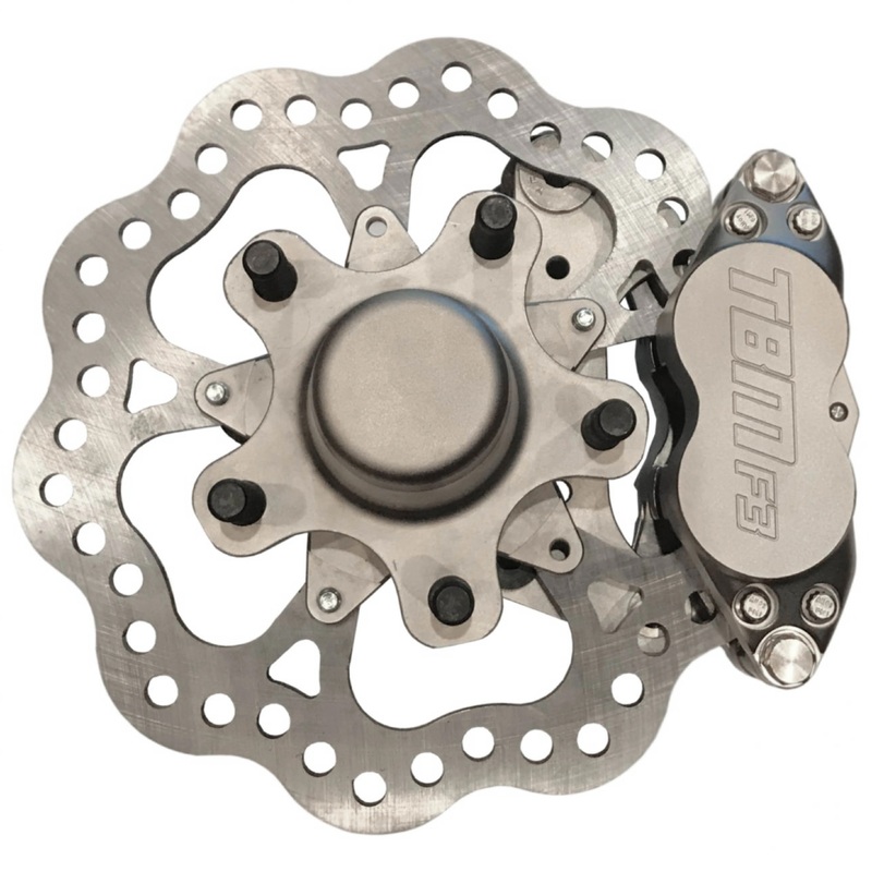 TRZ 328-MUS1 (79-93 Mustang) Stock Height Billet V8 Spindle Medium Duty 4 Piston Front Brake Kit (5 on 4.50 Hubs)