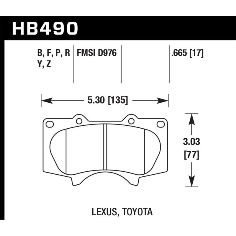 Hawk 00-06 Toyota Tundra / 03-16 Toyota 4Runner Performance Ceramic Street Front Brake Pads
