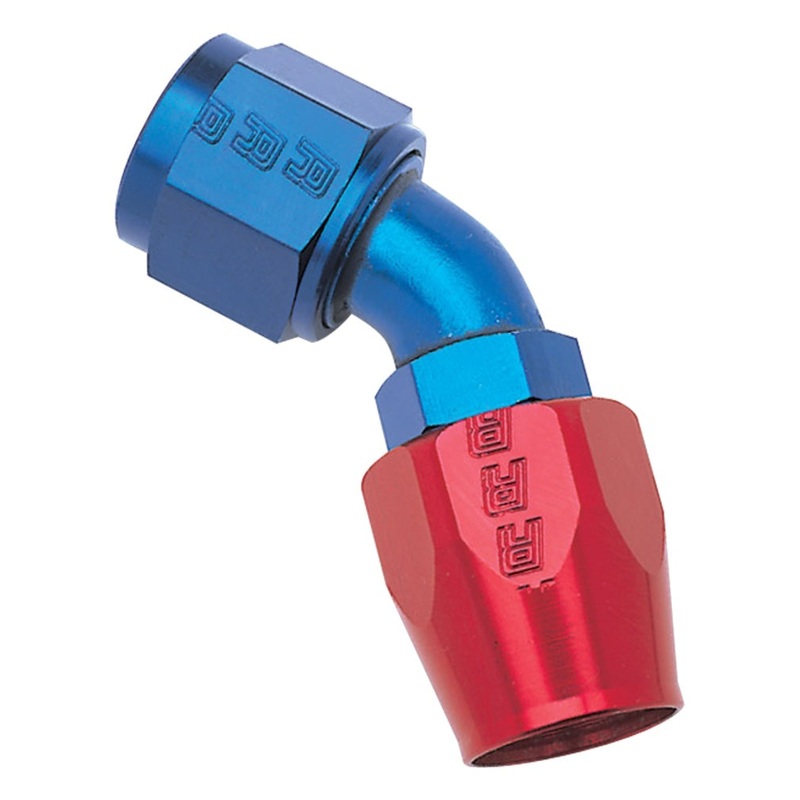 Russell Performance -8 AN Red/Blue 45 Degree Full Flow Hose End (25 pcs.)