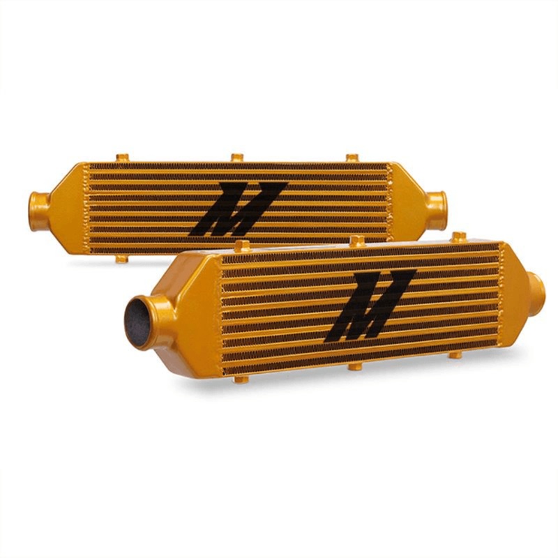 Mishimoto Universal Gold Z Line Intercooler  Overall Size: 28x8x3 Core Size: 21x6x2.5 Inlet / Outlet