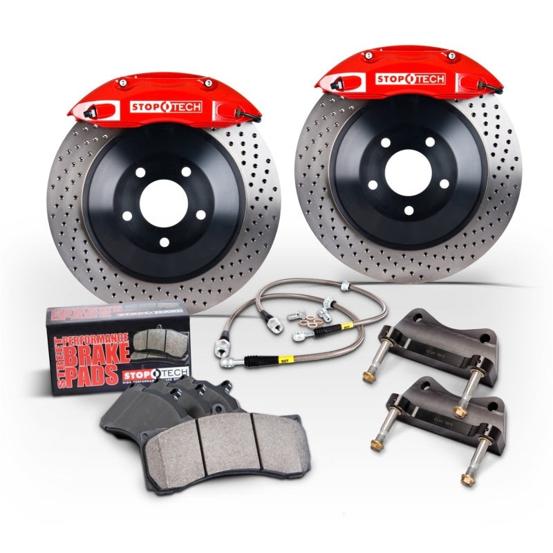 StopTech 15-18 Audi A3 Front BBK w/Red ST-41 Calipers 328x25mm Slotted Rotors