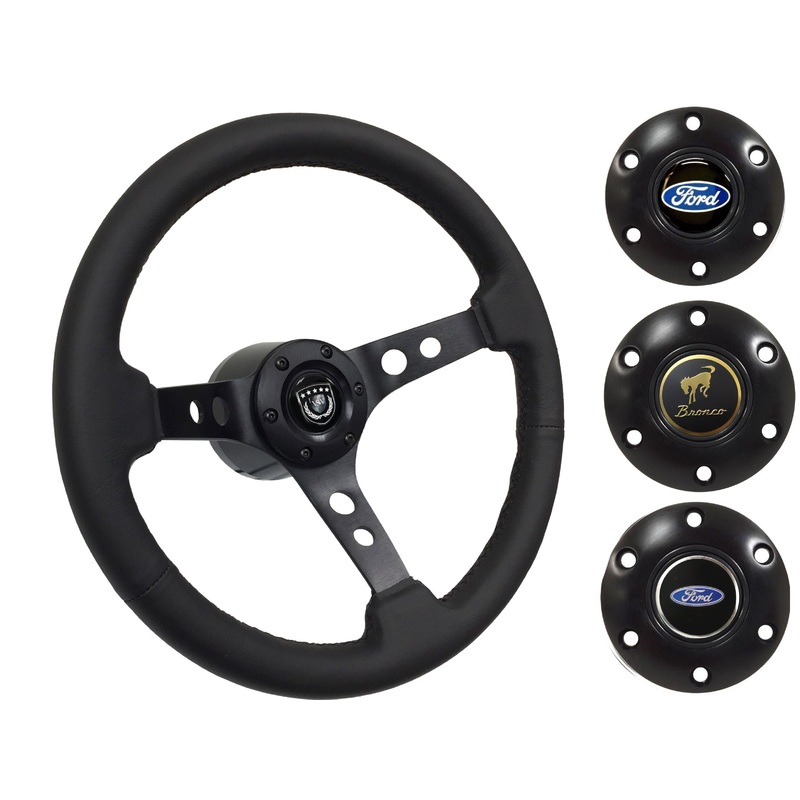 1966-72 Ford Bronco Steering Wheel Kit | Black Leather | ST3094BLK