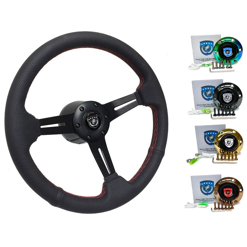 1990+ Nissan 200SX Steering Wheel Kit | Perforated Black Leather | ST3586RED